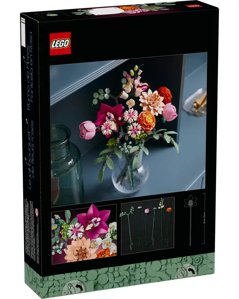 LEGO Icons 10342 Pretty Pink Flower Bouquet box back