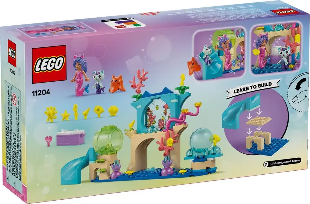 LEGO Gabby's Dollhouse 11204 Mermaid Gabby's Aquarium Adventure box back