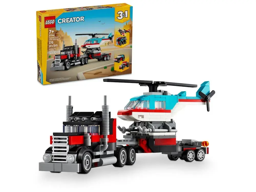 LEGO Creator 31146 Flatbed Truck with Helicopter box front