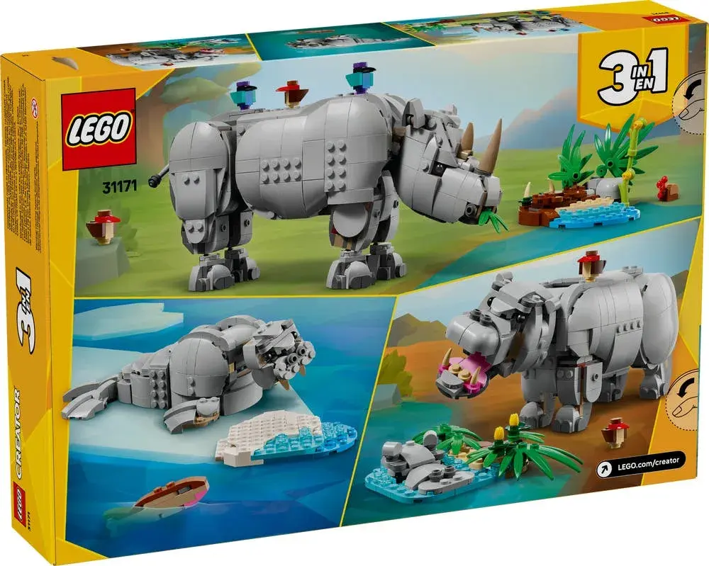 LEGO Creator 31171 Wild Animals: Majestic Rhino with Birds box back