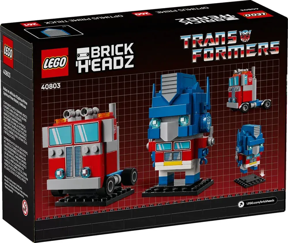 LEGO BrickHeadz 40803 Optimus Prime Robot & Vehicle box back