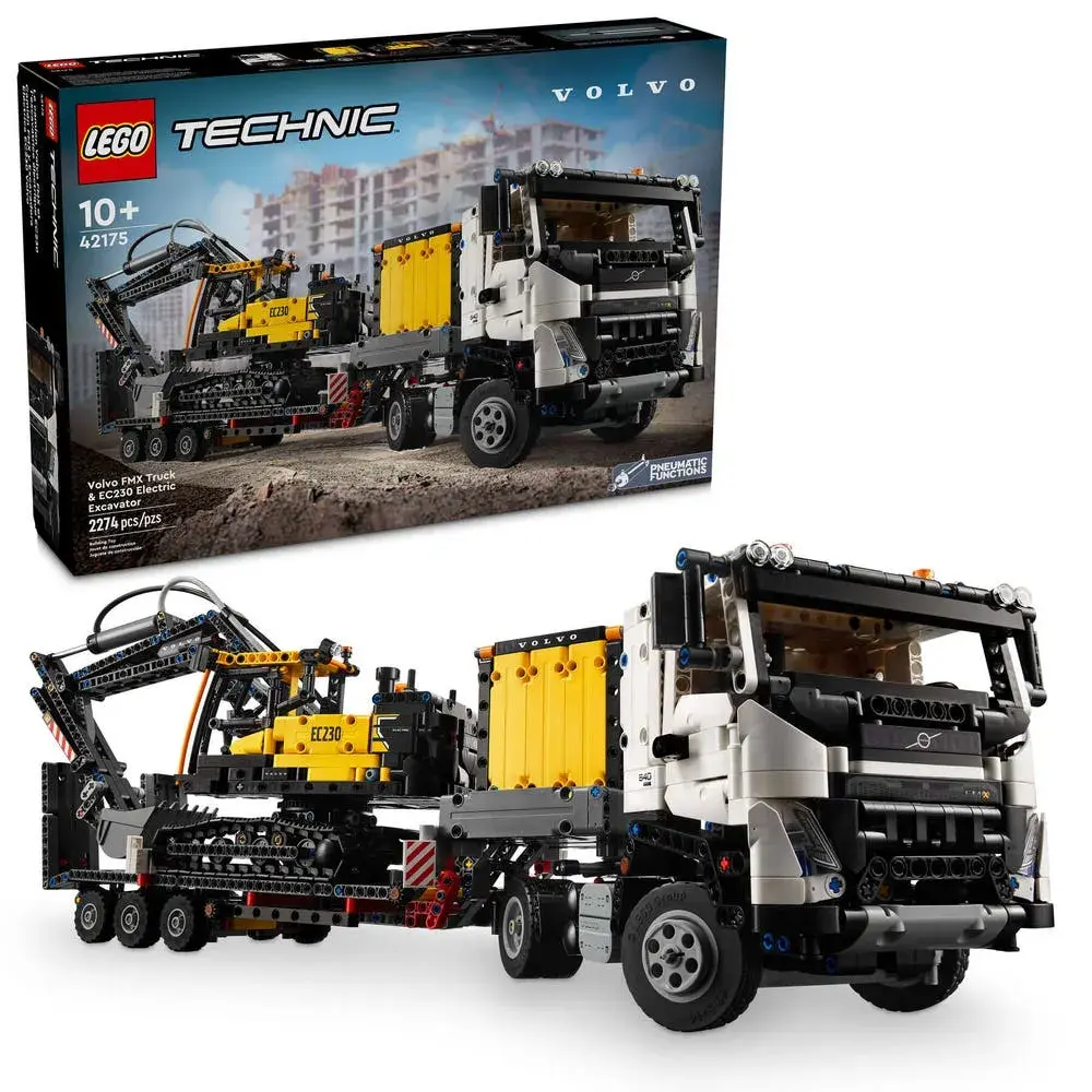 LEGO Technic 42175 Volvo FMX Truck & EC230 Electric Excavator box front