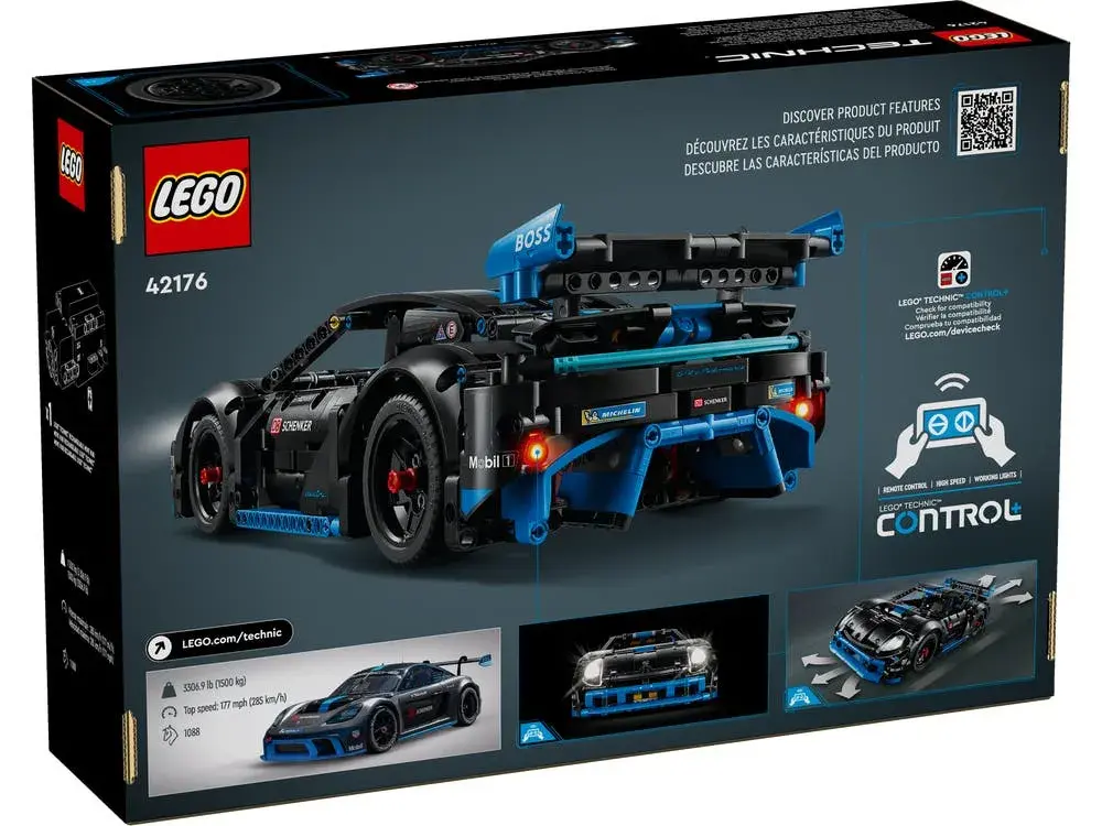 LEGO Technic 42176 Porsche GT4 e-Performance Race Car box back