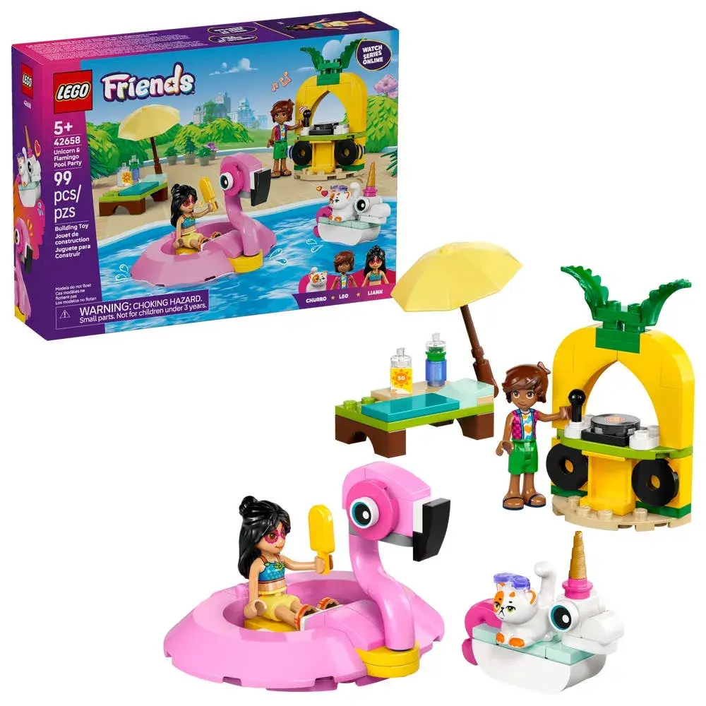 LEGO Friends 42658 Unicorn & Flamingo Pool Party box front