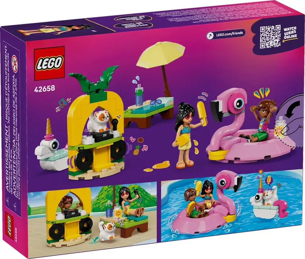LEGO Friends 42658 Unicorn & Flamingo Pool Party box back