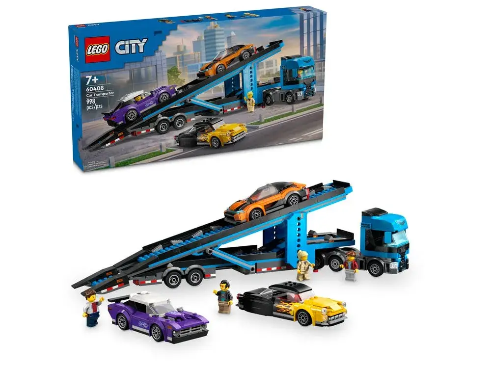LEGO City 60408 Car Transporter Truck with Sports Cars box front
