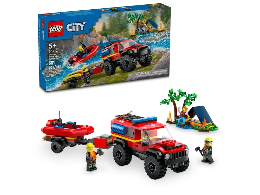LEGO City 60412 4x4 Fire Truck with Rescue Boat box front