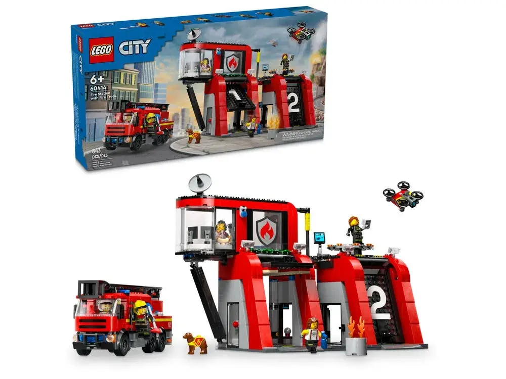 LEGO City 60414 Fire Station with Fire Truck box front