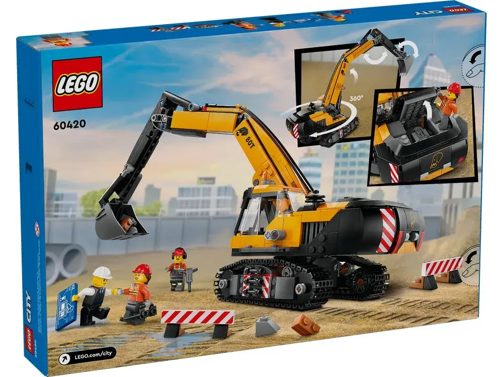LEGO City 60420 Yellow Construction Excavator box back
