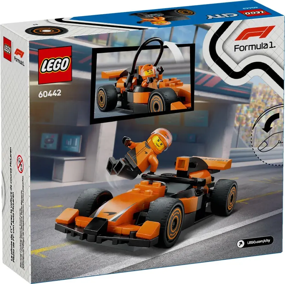 LEGO City 60442 F1 Driver with McLaren Race Car box back