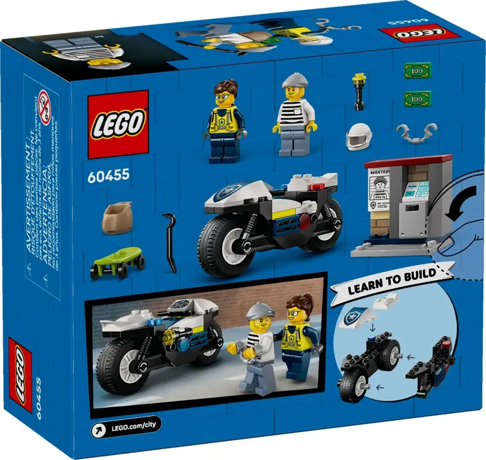LEGO City 60455 Police Motorcycle Chase box back