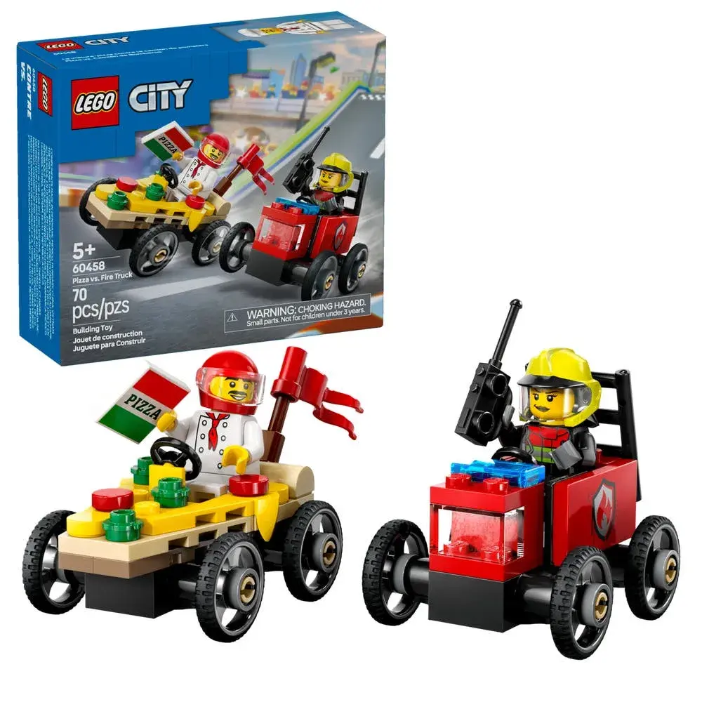 LEGO City 60458 Pizza vs. Fire Truck Race Car Pack box front