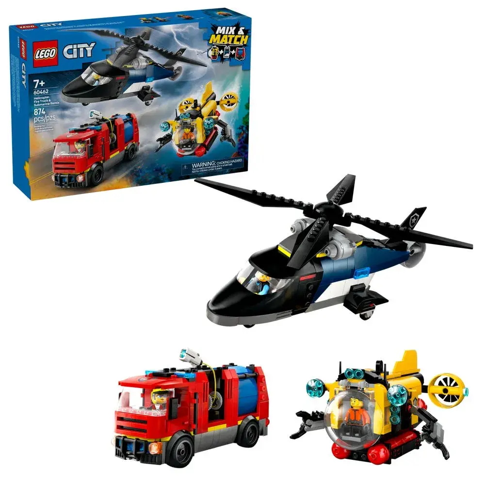 LEGO City 60462 Helicopter, Fire Truck & Submarine Remix box front