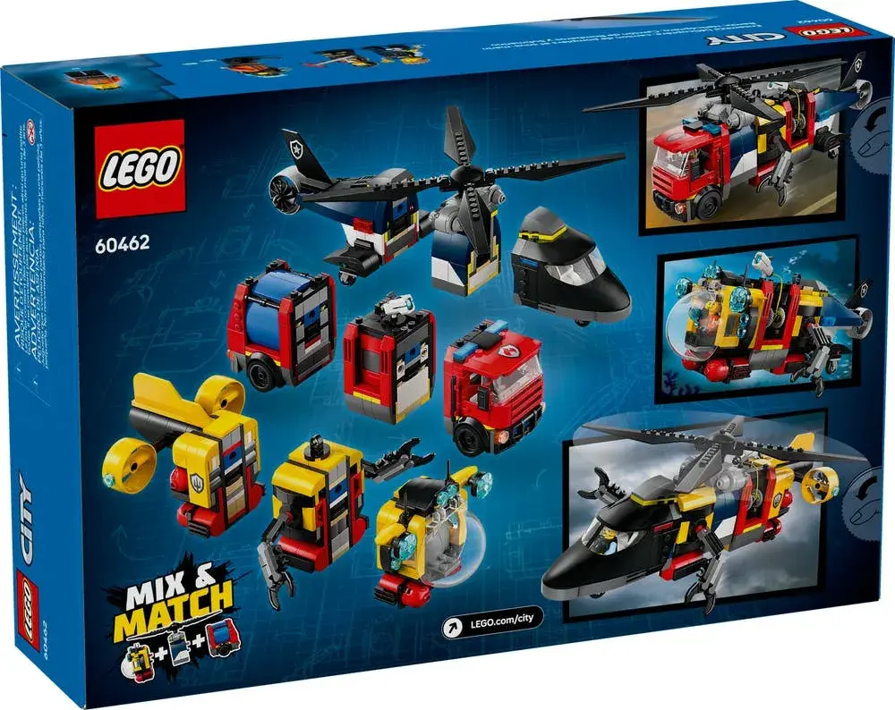 LEGO City 60462 Helicopter, Fire Truck & Submarine Remix box back