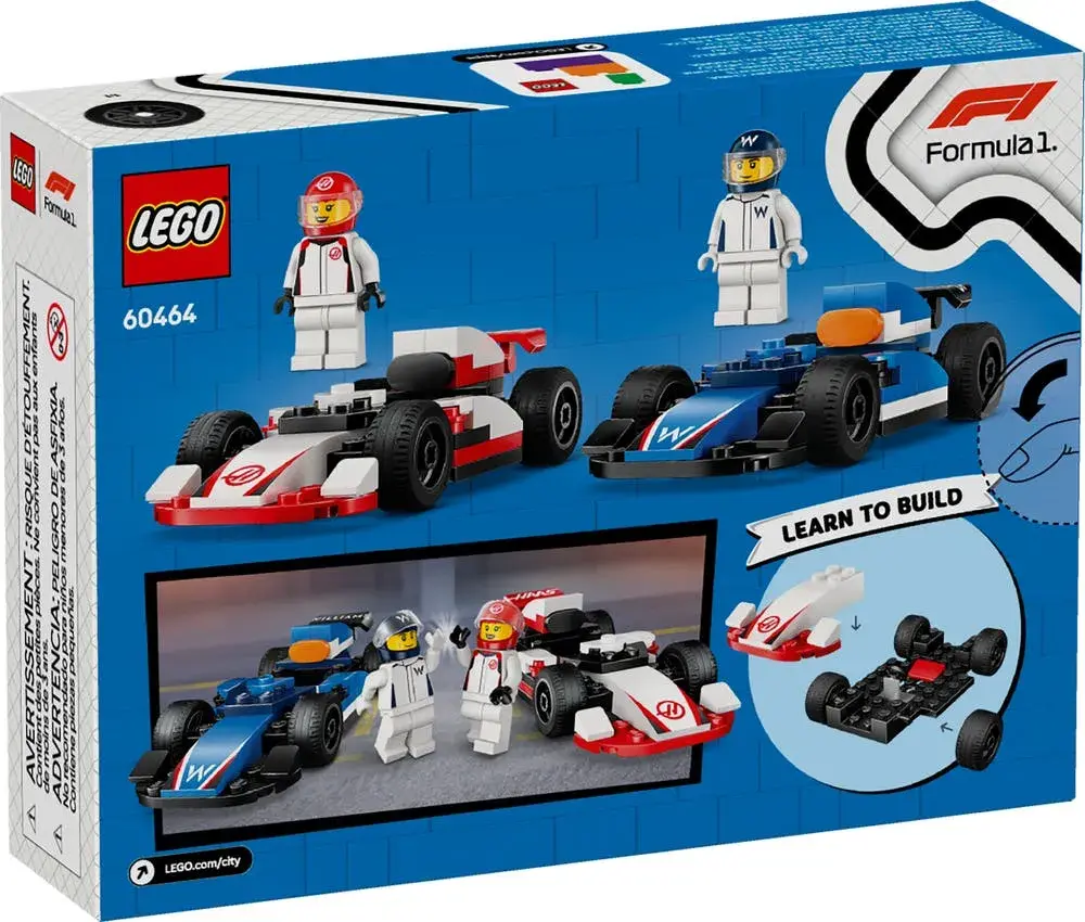 LEGO City 60464 F1 Williams Racing & Haas F1 Race Cars box back