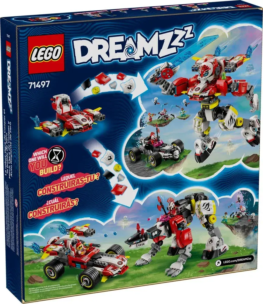 LEGO DREAMZzz 71497 Cooper's Tiger Mech & Zero's Hot Rod Car box back