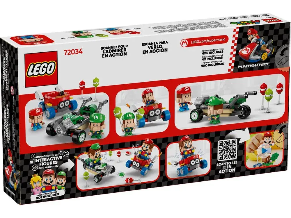LEGO Super Mario 72034 Mario Kart – Baby Mario vs. Baby Luigi box back
