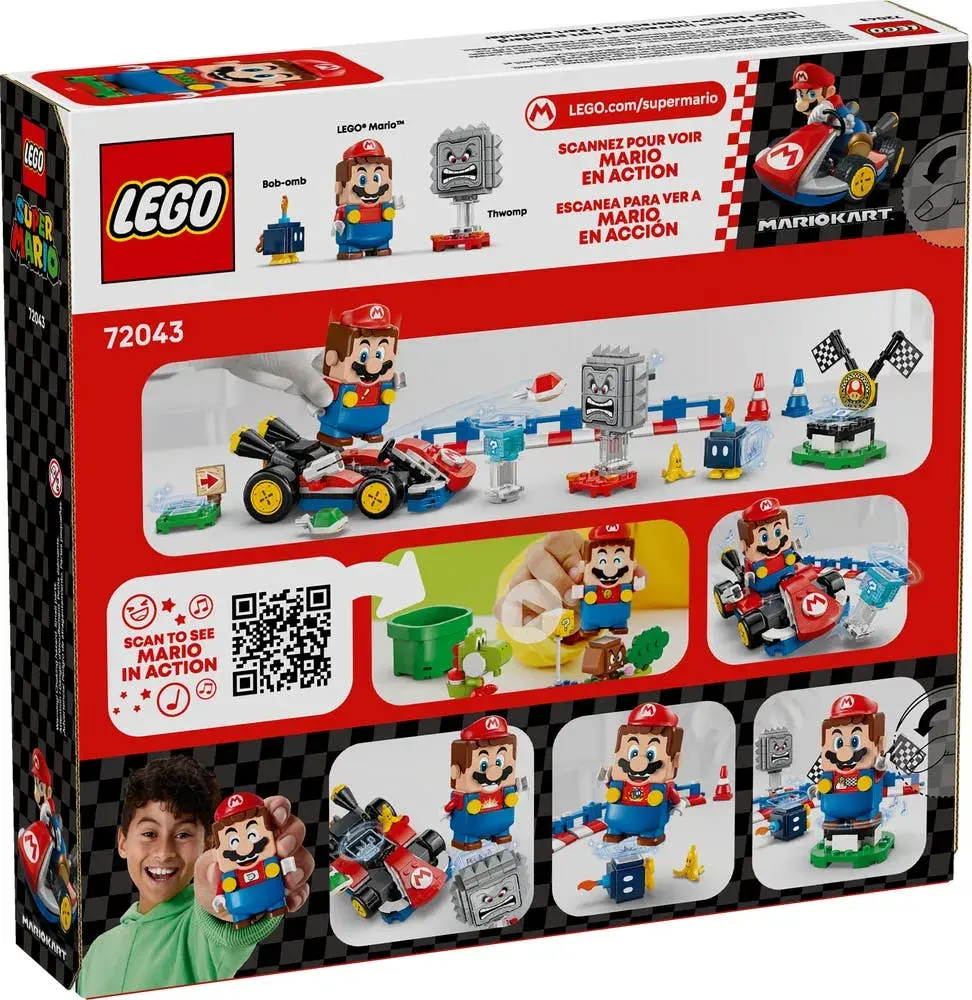 LEGO Super Mario 72043 Mario Kart – Interactive Mario & Standard Kart box back