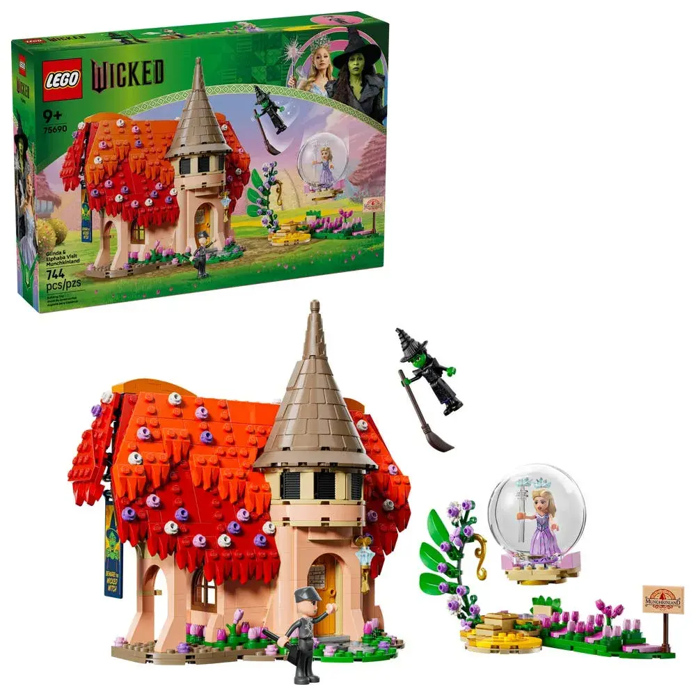 LEGO Wicked 75690 Glinda & Elphaba Visit Munchkinland box front