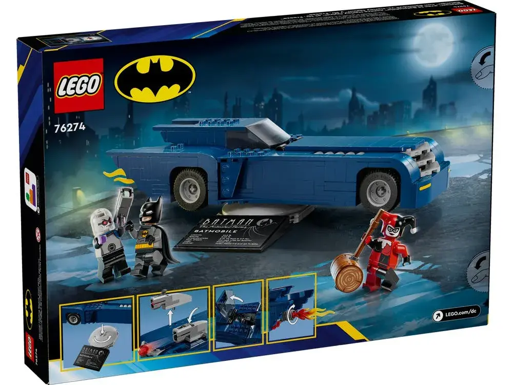 LEGO DC 76274 Batman with the Batmobile vs. Harley Quinn and Mr. Freeze box back