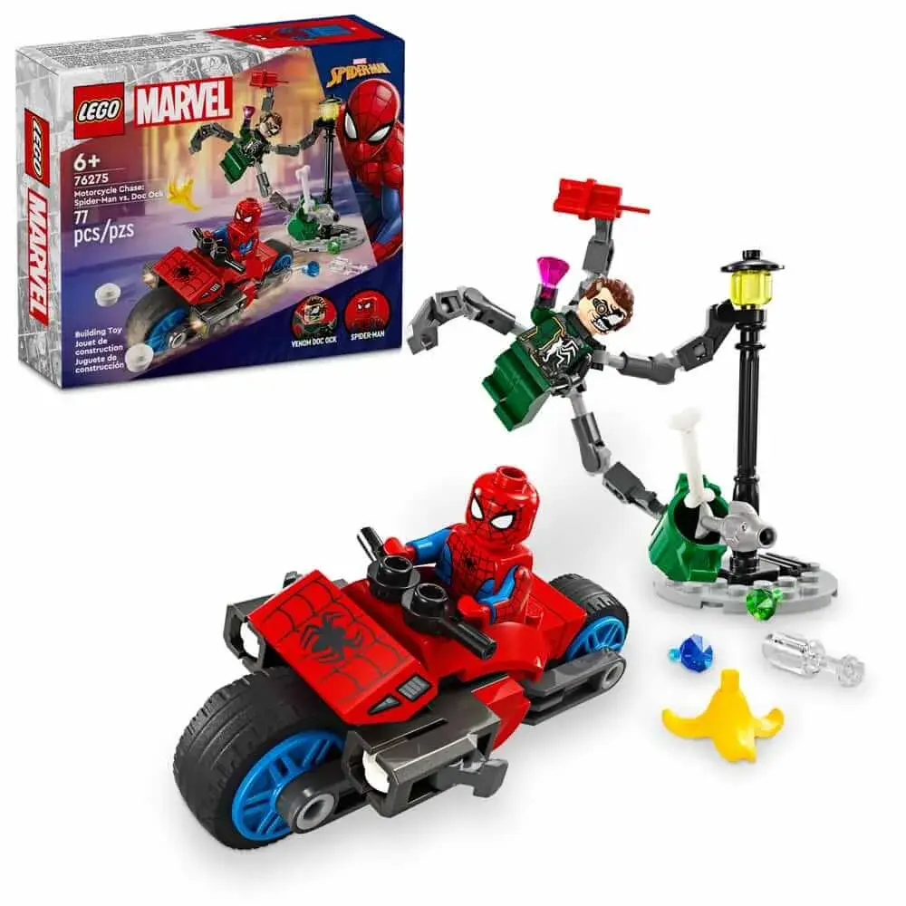 LEGO Marvel 76275 Motorcycle Chase: Spider-Man vs. Doc Ock box front