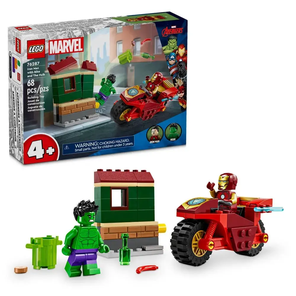 LEGO Marvel 76287 Iron Man with Bike and The Hulk box front