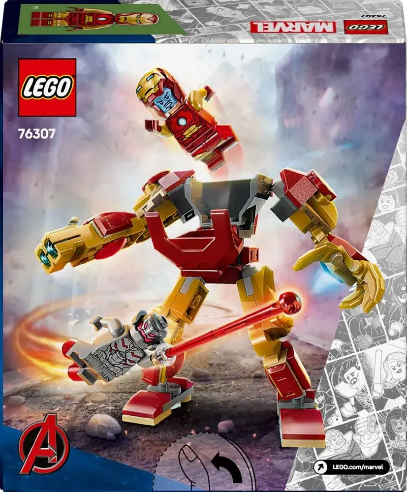 LEGO Marvel 76307 Iron Man Mech vs. Ultron box back