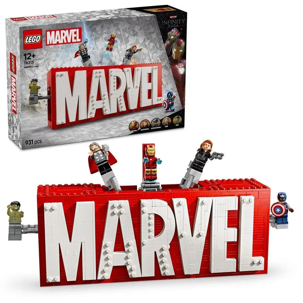 LEGO Marvel 76313 MARVEL Logo & Minifigures box front