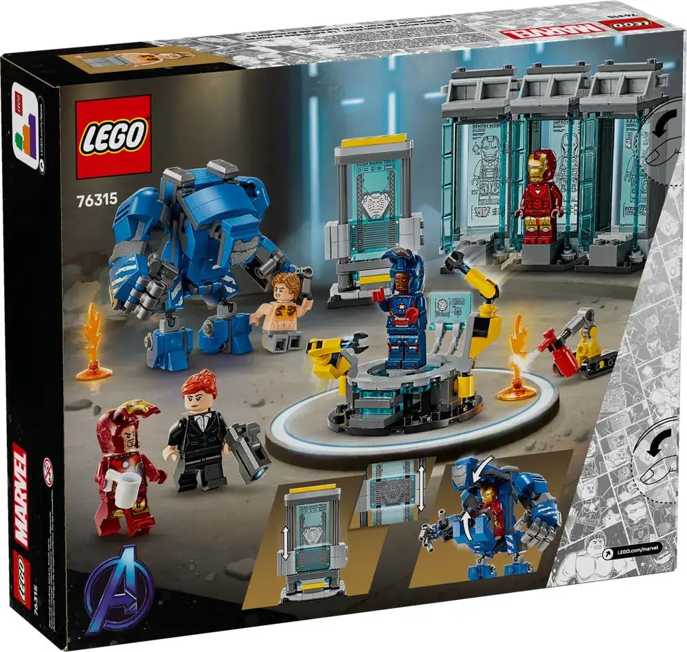 LEGO Marvel 76315 Iron Man's Laboratory: Hall of Armor box back