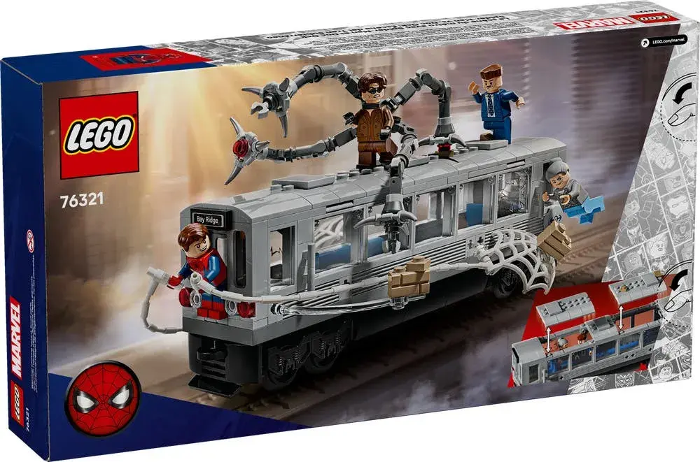 LEGO Marvel 76321 Spider-Man vs. Doc Ock Subway Train Scene box back