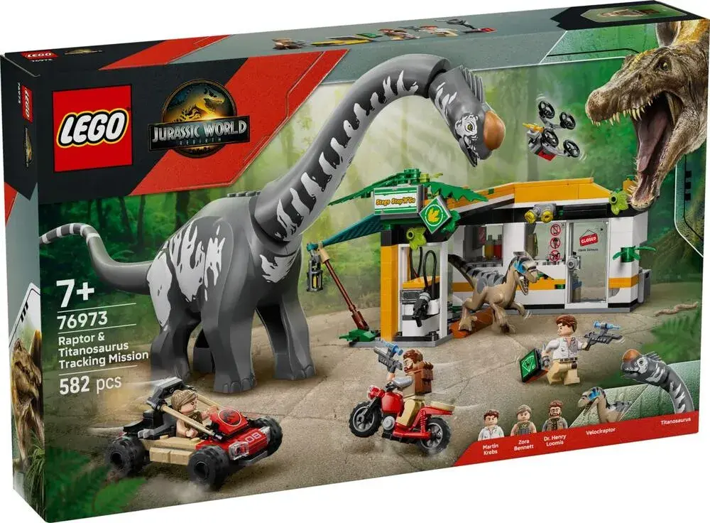 LEGO Jurassic World 76973 Raptor & Titanosaurus Tracking Mission box front