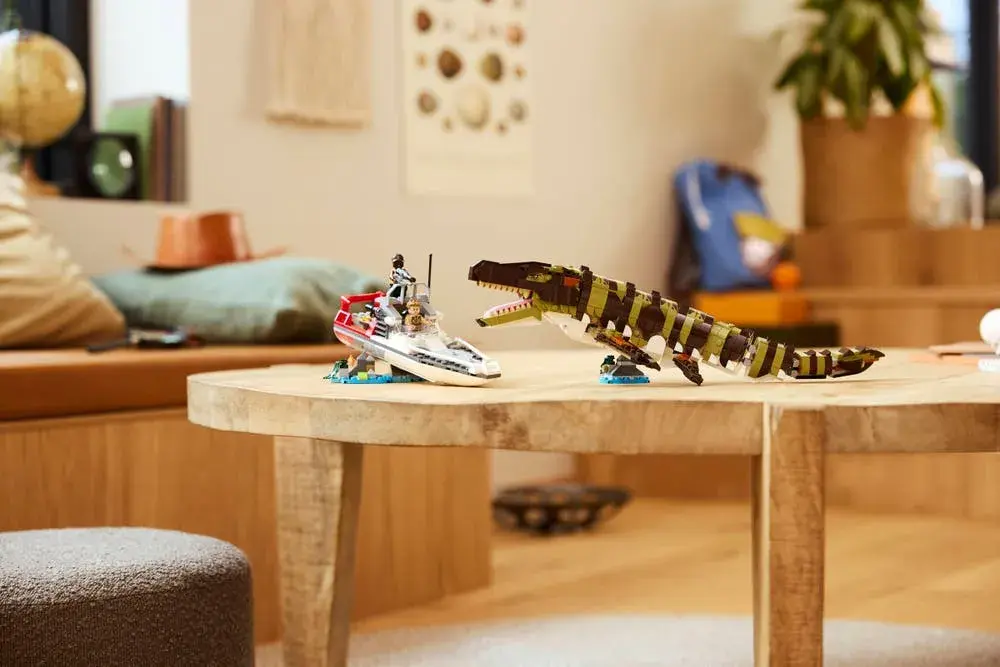 LEGO Jurassic World 76974 Brick-Built Mosasaurus Boat Mission details