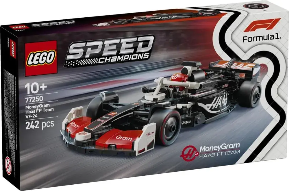 LEGO Speed Champions 77250 MoneyGram Haas F1 Team VF-24 Race Car box front