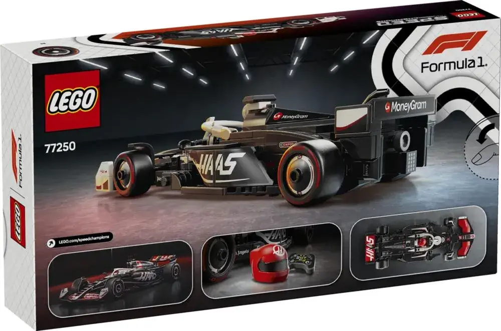 LEGO Speed Champions 77250 MoneyGram Haas F1 Team VF-24 Race Car box back